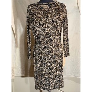 Forever 21 stretch midi dress Black & Tan flowers